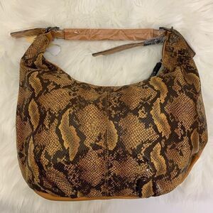 Vegan Leather Python Hobo Bag, Yellow